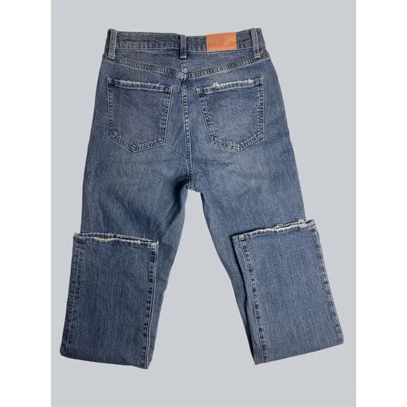 Pistola Distressed Blue Denim Jeans High rise Sz 26 Ripped knee Straight Leg - Picture 6 of 10